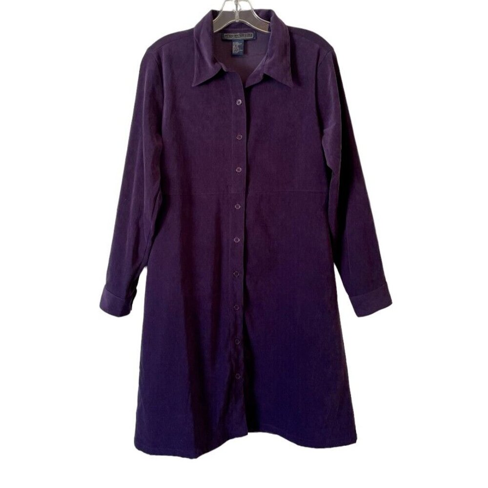 HERMAN GEIST Purple Button Front Tunic Blouse | Dress Size 8